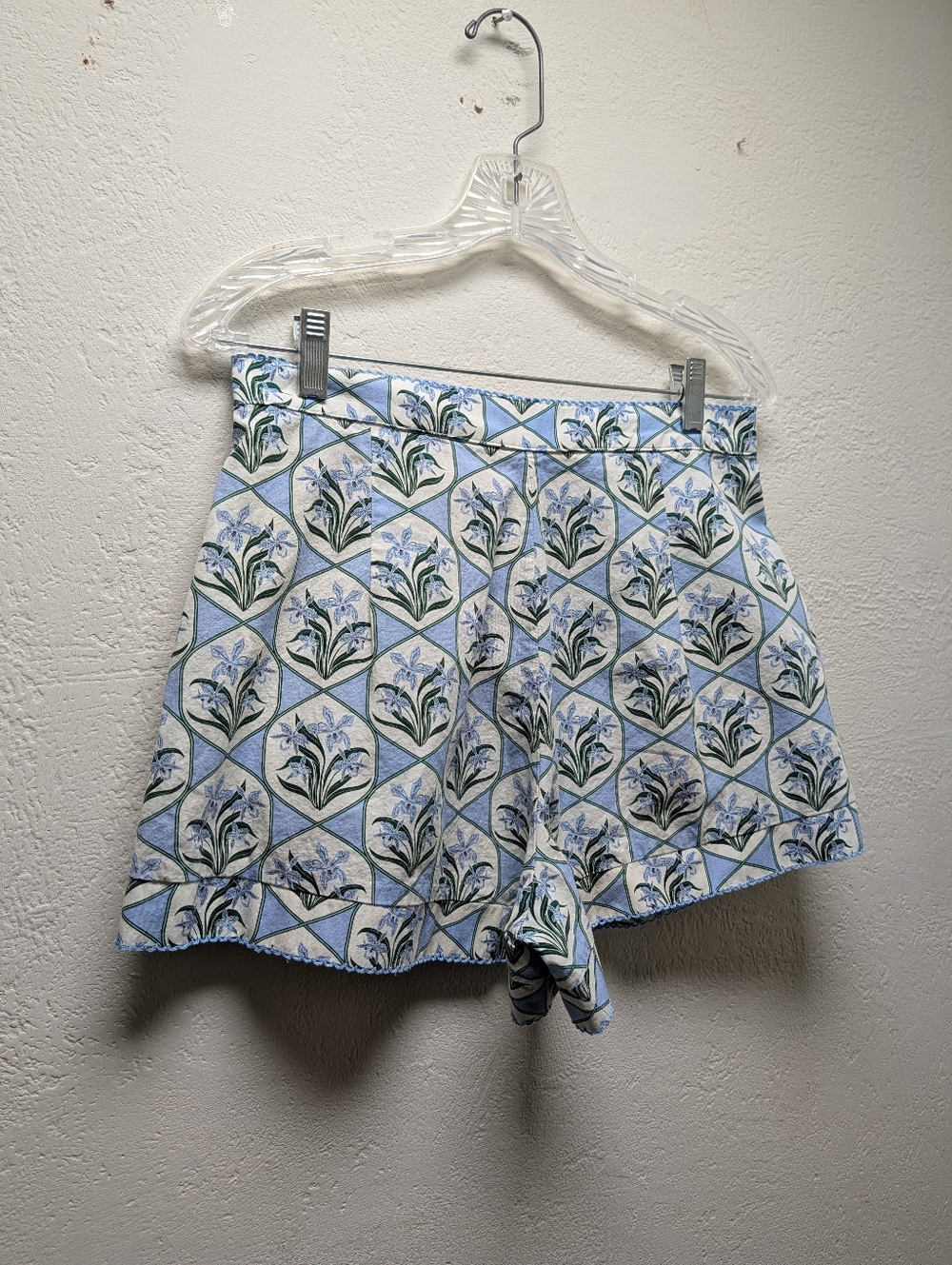 Women's Agua Bendita Toronjil Chan Celeste High-rise Pleated Shorts Sz Medium - Picture 8 of 12